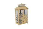 Willow & Silk Golden Metal 44.5cm Tribal Leaf Lantern/Table/Shelf/Home Decor
