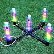 GLUTIA Outdoor Games Ring Toss Games Glow in Dark, Yard Games for Adults and Family