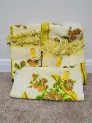 Vintage Cannon 100% Cotton Yellow Floral Kitchen Towels Dish Rags, Original Tags