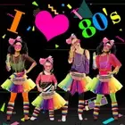 7pcs 80s Retro Style Party Fashion Women Dress Set Ballet Skirt Headband Gloves