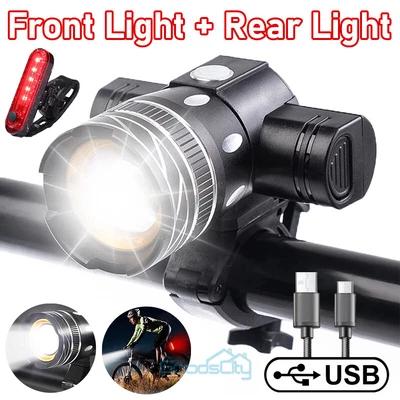 60000LM Rechargeable LED MTB Bicycle Light Racing Bike Front Headlight Rear Lamp