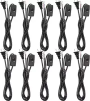 10 Packs Lamp Cord with Plug and Switch Light Cord Set 6 Feet Prong Power Cord w