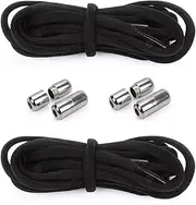 Elastic No Tie Shoelaces, MH MOIHSING Semicircle Shoe Laces Quick Lazy Metal Lock Laces Shoe Strings- Tieless Flat Shoelaces One Size Fits All Kids & Adult Sports Flat Shoelaces (2 Pair)