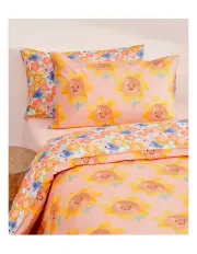 [Jack & Milly] Single Watercolour Daisy Quilt Cover & Pillow Case Set in Pink