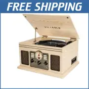 Nostalgic 6-in-1 Bluetooth Record Player & Multimedia Center with Speakers