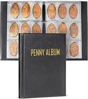 CollectHall Mini Pressed Penny Book, Penny Album Holds 108 Coins, Portable for Travel & Home, Black, 4.1 x 6.2 Inches