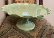 NEW Martha Stewart Green Jadeite 11” Pedestal Cake Plate/Stand Ruffled Edge