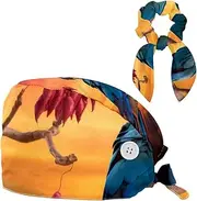 [YTYVAGT] Scrub Caps Women,Scrub Hats Suitable for Women,African Grassland Sunset Parrot