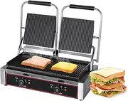 1800/2200W Commercial Panini Press Grill - Adjustable Temperature, Grill Cheese Sandwich Maker, Create Delicious Paninis, CE/FCC
