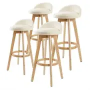 4X Oak Wood Bar Stool Dining Chair Fabric LEILA 72cm BEIGE