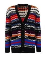 Missoni Zig-Zag Knitted Button-Up Cardigan IT52 Black