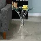 Modern Round Glass Top with acrylic base Accent table