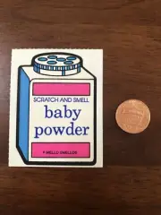 Mello Smello BABY POWDER CONTAINER Scratch 'n Sniff Sticker Vintage matte mod