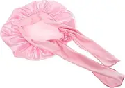[MOKKHNB] Girl Bonnet Hat Soft Silk Sleeping Cap with Satin Ribbon for Comfort and Wind Protection for Showers and Everyday Use Pink