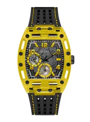GUESS Men's Black Yellow Phoenix Silicone Watch