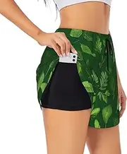 [GaxfjRu] Herb Plant Leaves Print Women's Running Shorts High Waisted Running Shorts Pocket Sporty Gym Elastic Short