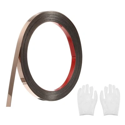 Mirrored Rose Gold Peel Stick Wall Molding Trim with Glove,0.3 Inch x 16.4 Feet