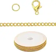 Stainless Steel DIY Bracelet Necklace Making Tool with Lobster Buckle DIY Iron Chain Bars for Jewelry Iron Waist Chains, Gold