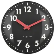NeXtime Black Duomo Mini Table/Bedside Glass 20cm Analogue Clock Silent Sweep