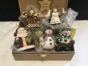 Boxed Set of 5 Christmas Ornaments Angels - Snowmen - Santa NEW in box! (0030)