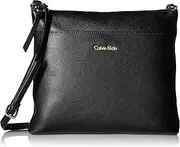 [Calvin Klein] Women's Lily North South Pebble Leather Crossbody, Black