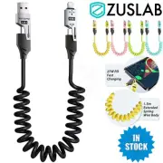 4 in 1 USB A /Type C to Type C Charging Cable Coiled PD65W For iPhone Samsung