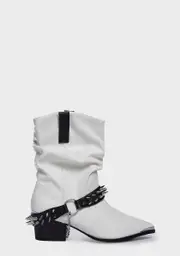 [Y.R.U.] Contrast Death Proof Lo Spike Cowboy Boots