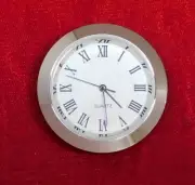 Seiko Insert Clock Movement NEW Quartz Fit Up 1 7/16" Silver w/ White Dial 37WWR