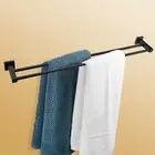 Bathroom 800mm Black Towel Rack Double Rail Bar Stainless Steel 304 Wall Mount