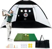 Upgraded Golf Practice Net with New Foldable Hitting Mat (10 X 7 Ft) - 10 PU Bal