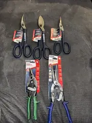 (5)pc Midwest Snips Lot Tinner Right Cut Power Cutter Craftsman Made In USA Nos