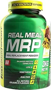 Cyborg Sport Real Meal - Choc-Honeycomb 3kg - Meal Replacement Shake - Mass Gainer - 33 Serves - Balanced Protein Protein/Carbs/Fats - Low Gi -Vegetarian - Gum Free - All Natural Colours & Flavours