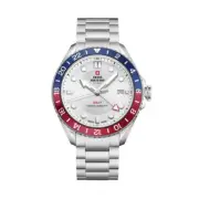 Swiss Military SM34095.02 Men's GMT Quartz Watch - Stainless Steel with Silver D