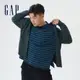 Gap 男裝 Logo印花柔軟連帽外套 碳素軟磨法式圈織系列-綠色(735933)