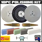 10pc Polishing Buffing Kit Wheel Compound Polish Metal Suits 150mm Bench Grinder