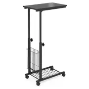 Costway Mobile Coffee Side Table C-shaped End Desk Black
