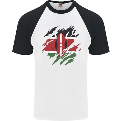 Torn Kenya Flag Kenyan Day Football Mens s/s Baseball T-Shirt