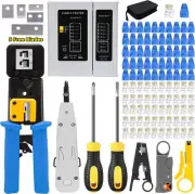 Rj45 Crimping Tool Kit With Cable Tester Stripping Plier And Screwdrivers