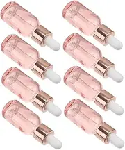 DINHEAROM 8Pcs Transparent Glass Dropper Bottles Reusable Light Sub Bottles for Essential Oils Fragrances and DIY Cosmetics Travel Toiletries Containers