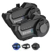 Moman Motorcycle Intercom, H2 Pro【2 Pack Black】 Helmet Wireless 5.1