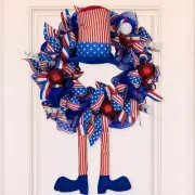 Northlight Patriotic Hat with Legs Deco Mesh Wreath, 24-Inch