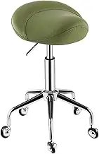 Adjustable Height Saddle Stool - Ergonomic Rolling Chair for Massage Clinics, Bars, Spas, and Salons - 360° Swivel Office Chair with Wide Thick Seat Padding