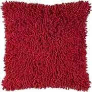 Rizzy Home Shag Solid Polyester Filled Decorative Pillow, 18" x 18", Red, NWT
