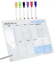 1Set Clear Acrylic Memo Board for Daily Planning Reusable Dry Erase Writing Surface with Markers and Advertising Pins for Desktop Organization and Note