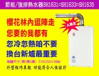 在飛比找Yahoo!奇摩拍賣優惠-╰熱水器就醬裝╯櫻花DH1633A數位恆溫強排16L]熱水器