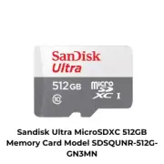 Sandisk Ultra MicroSDXC 512GB Memory Card Model SDSQUNR-512G-GN3MN