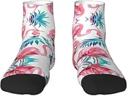 [pvinnk] Flamingo Bird Green Plant Leaf Print Functionality Socksing Adult Socks For Workout Winter Warmth And Everyday Wear