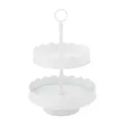 Mud Pie Home Painted White Metal Tiered Tray with Scalloped Edge