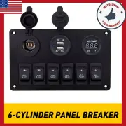 Car Marine Boat 6-Gang Circuit Waterproof Blue Rocker LED Switch Panel Breaker (for: Renault)