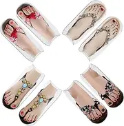 [SYYDS] 3D Pattern Manicure Print Socks - 3D Flip Flop Socks, Low Cut Ankle Socks, Personalized Fun Socks